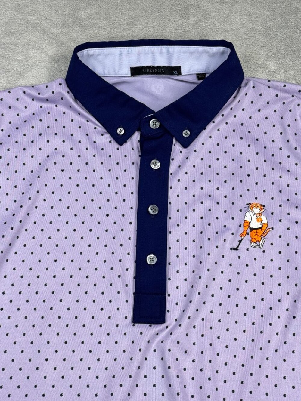 Greyson Clemson Tigers Golf Polo Shirt Mens XL Performance Stretch Active Lilac
